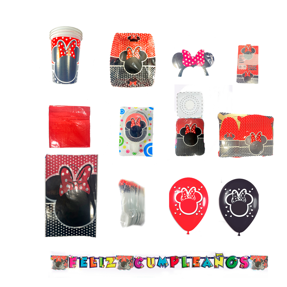 Kit Minnie orejas Cumpleaños x12 personas - Decoraciones para Piñatas -  Tienda de Piñatas